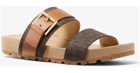 mylah logo and leather sandal michael kors|Mylah Logo and Leather Sandal .